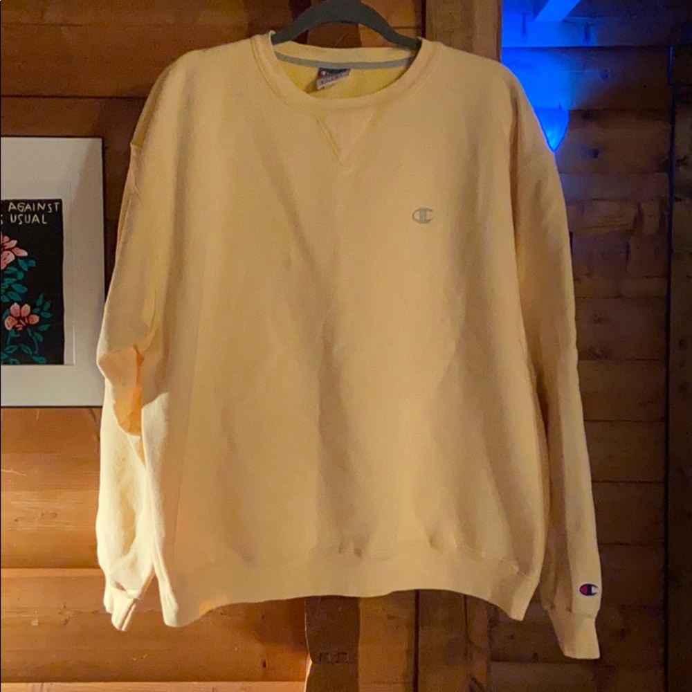 Vintage Champion Pale Yellow Sweatshirt Large